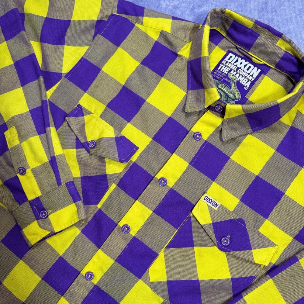 Dixxon Flannel Company The Mamba Purple Gold Plaid 2X Kobe Tribute - Some stains